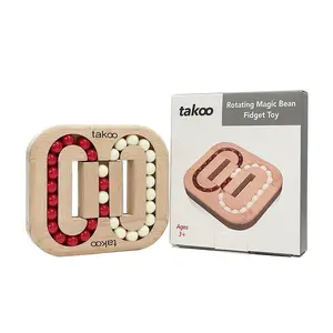Takoo Rotating Magic Bean Fingertip, Rotating Magic Bean Fingertip Wood Puzzles, Funny Bean Brain Teaser, Cube Rotating Puzzle Fidget Toys