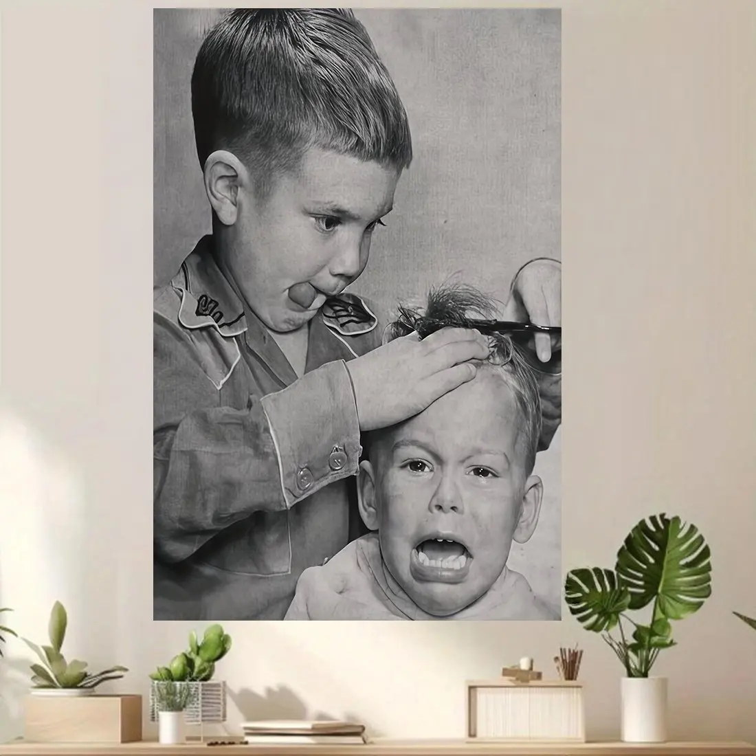 Fashion Black and White Barber Shop Canvas Poster, Frameless Classic Art Print, Suitable for Home or Commercial Decoration, 2D Graphic Design, Perfect Room Decoration, Vintage Wall Art, Art Work For Wall Decor, Canvas Prints, Unframed Art Print