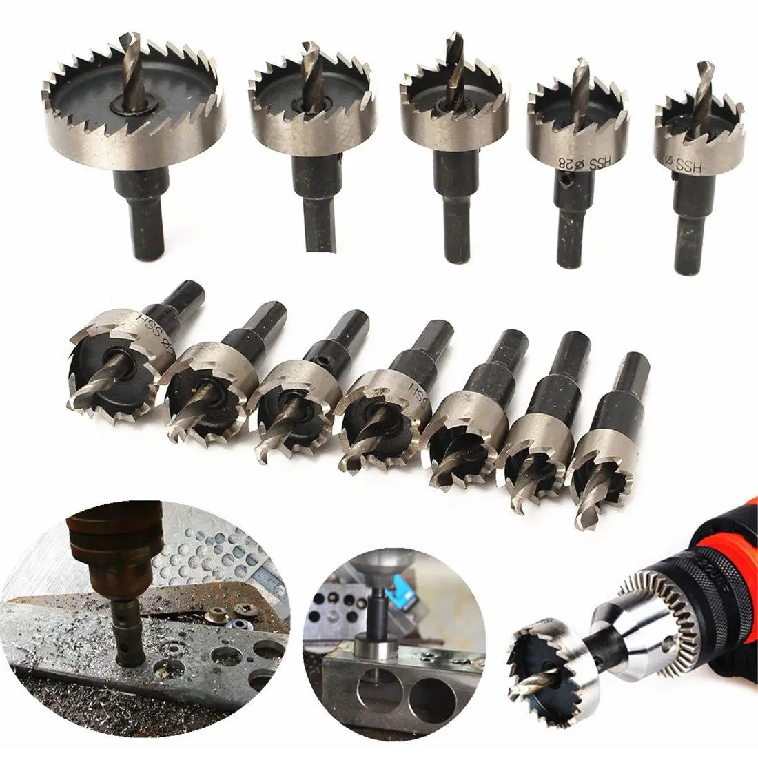 5Pcs 16-30mm HSS Hole Saw Cutter, Drill Bits Set Heavy Duty Tool Kit for Stainless Steel, Aluminum Alloy, Plastic and Wood