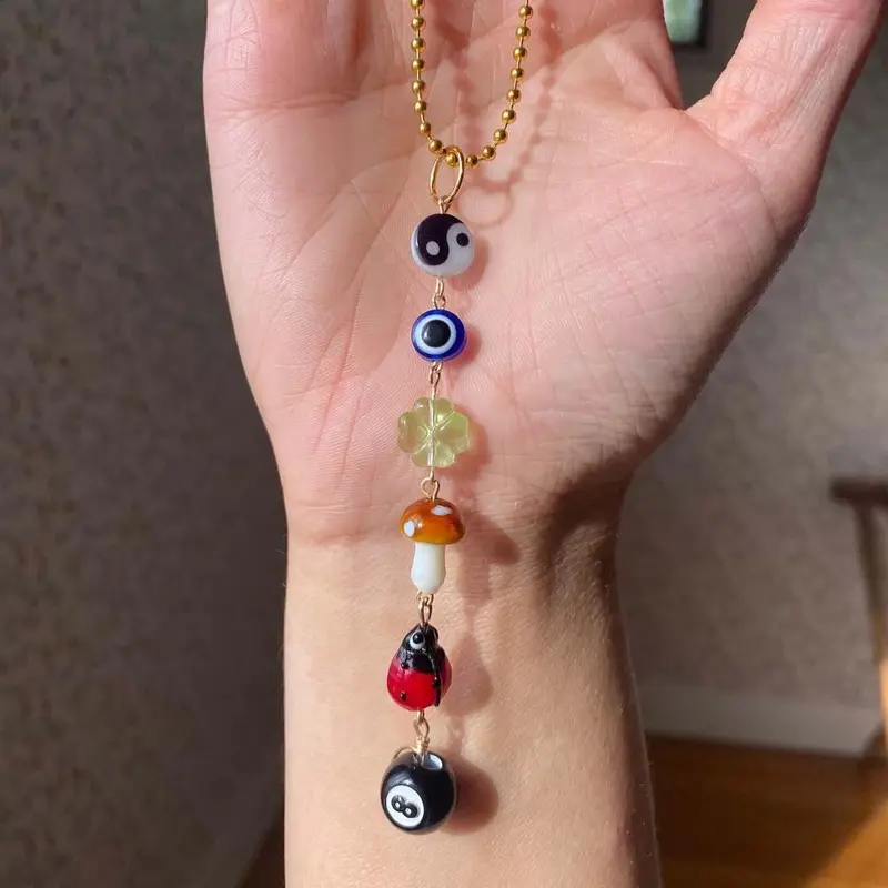 Evil Eye Design Car Hanging Ornament, Cute Car Rear View Mirror Pendant, Universal Car Interior Decoration Accessories, Car Decorations