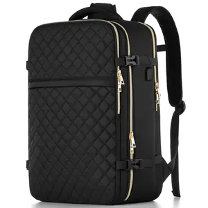 20 Inch Extra Large Black Backpack  Diamond Quilted & Expandable | Perfect for Business Trips & Long-Distance Travel