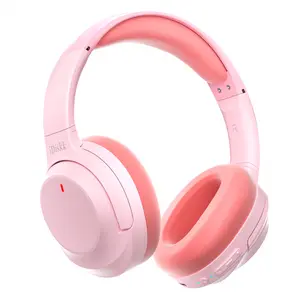 iDiskk Active Noise Cancelling Headphones, Upgraded Wireless Bluetooth Headphones Over Ear with ENC Mic, HiFi Stereo Deep Bass, Noise Canceling Headphones Lightweight, BT 5.4, for Travel/Office/Home,Pink