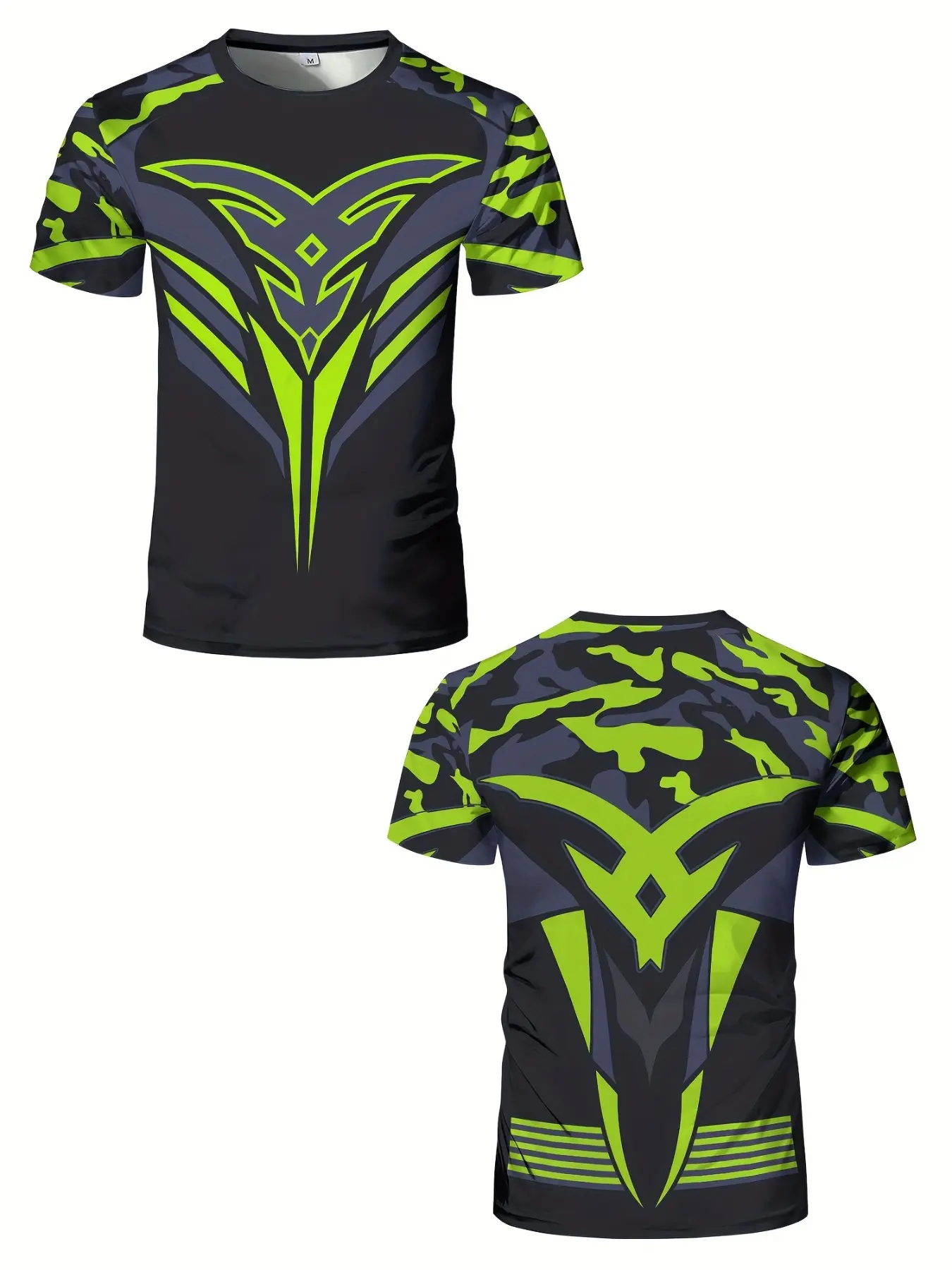 Men's Fitness Compression Top, Sports Short-Sleeve T-Shirt, Fitness Shirts, Muscle-Building, High-Elasticity Training, Quick-Dry Fitness Set, 3D Heat-Transfer Printing
