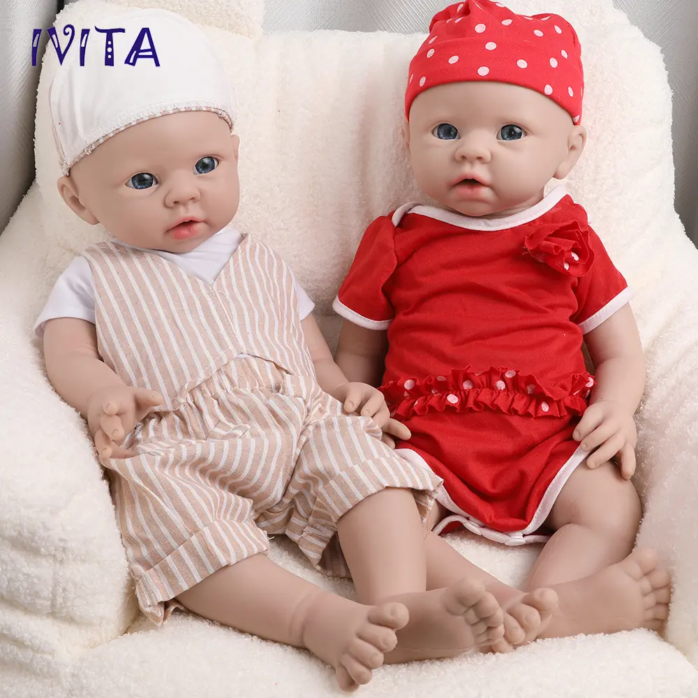 IVITA 19" Floppy Silicone Reborn Baby Mouth Open Newborn Silicone Doll Handmade Soft Platinum Silicone Baby Birthday Gift Silicone Infant Doll