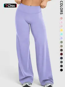 Women's High Waisted Elastic Wide Leg Pants, High Waist Stretchy, Loose Straight Fit, Perfect for Yoga and Pilates, Comfortable Daily Wear