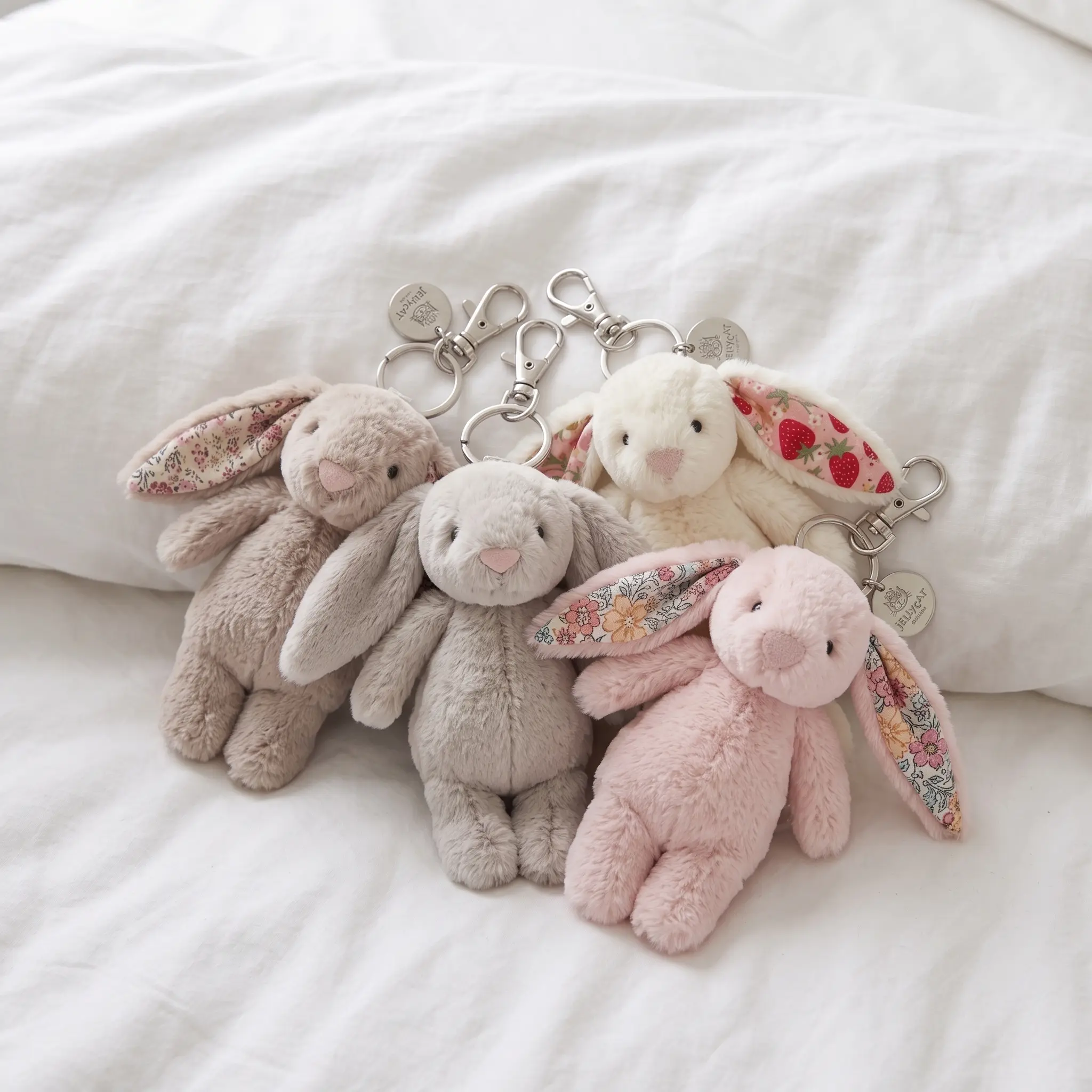 Jellycat Bunny Plush Keychain, Cute Fluffy Rabbit Bag Charm, Mini Stuffed Animal Pendant, Cute Soft Bag Accessory Dangle, Gift for Her, Bag Charm