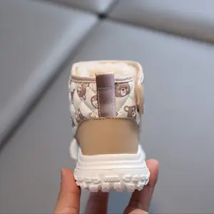 Winter Snow Boots Kids Aged 1-6, Boys and Girls, Fashionable Warm Lined Children's Shoes with Anti-Sole Suitable Cold Weather - Pink/Khaki/Gray. Indoor & Outdoor Use Lightweight EVA Bottom