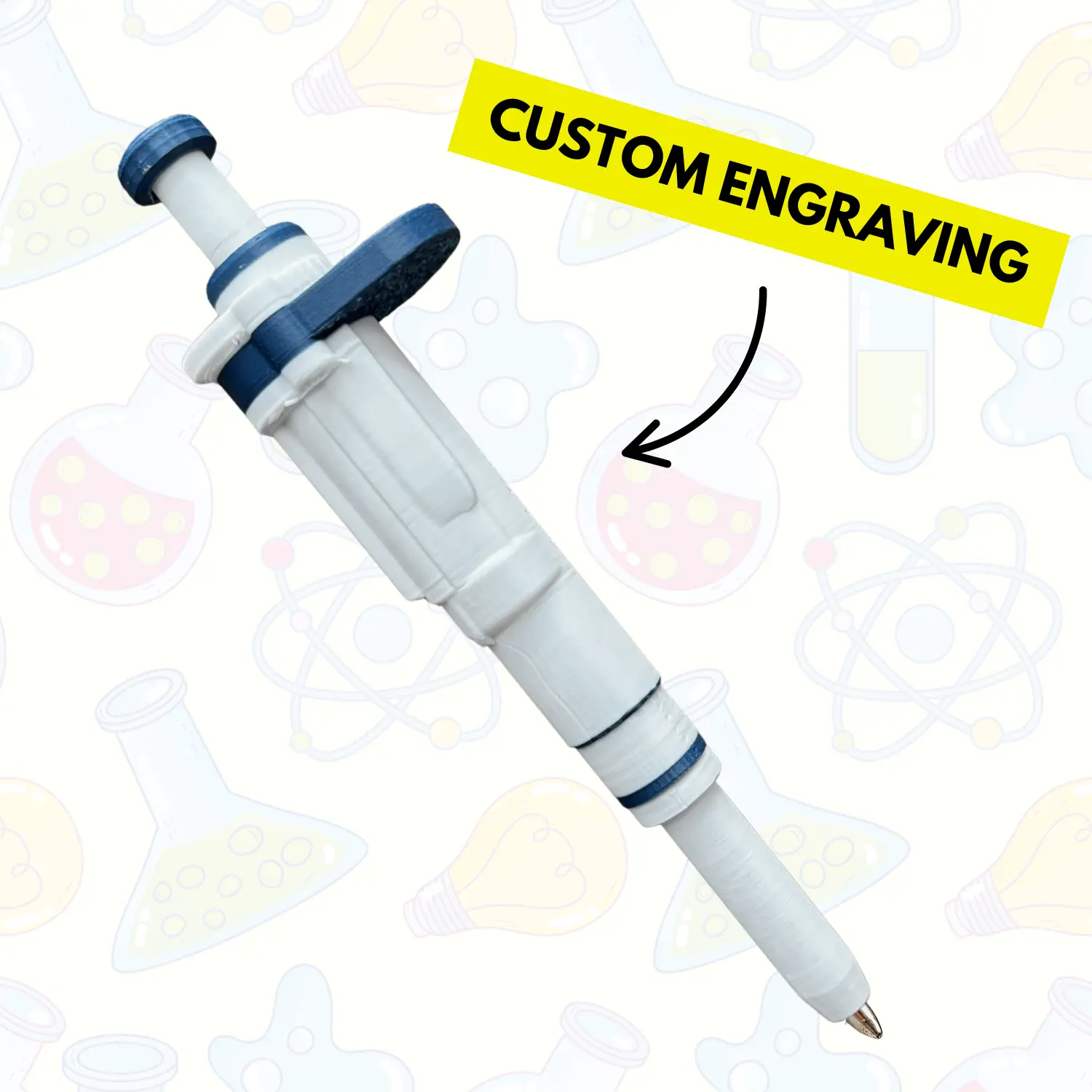 Ultra-Realistic Dr. Pipette Ballpoint Pen - Cloud White, Retractable, 3D-Printed, Smooth Writing Office Stationery, Smooth Writing Pens