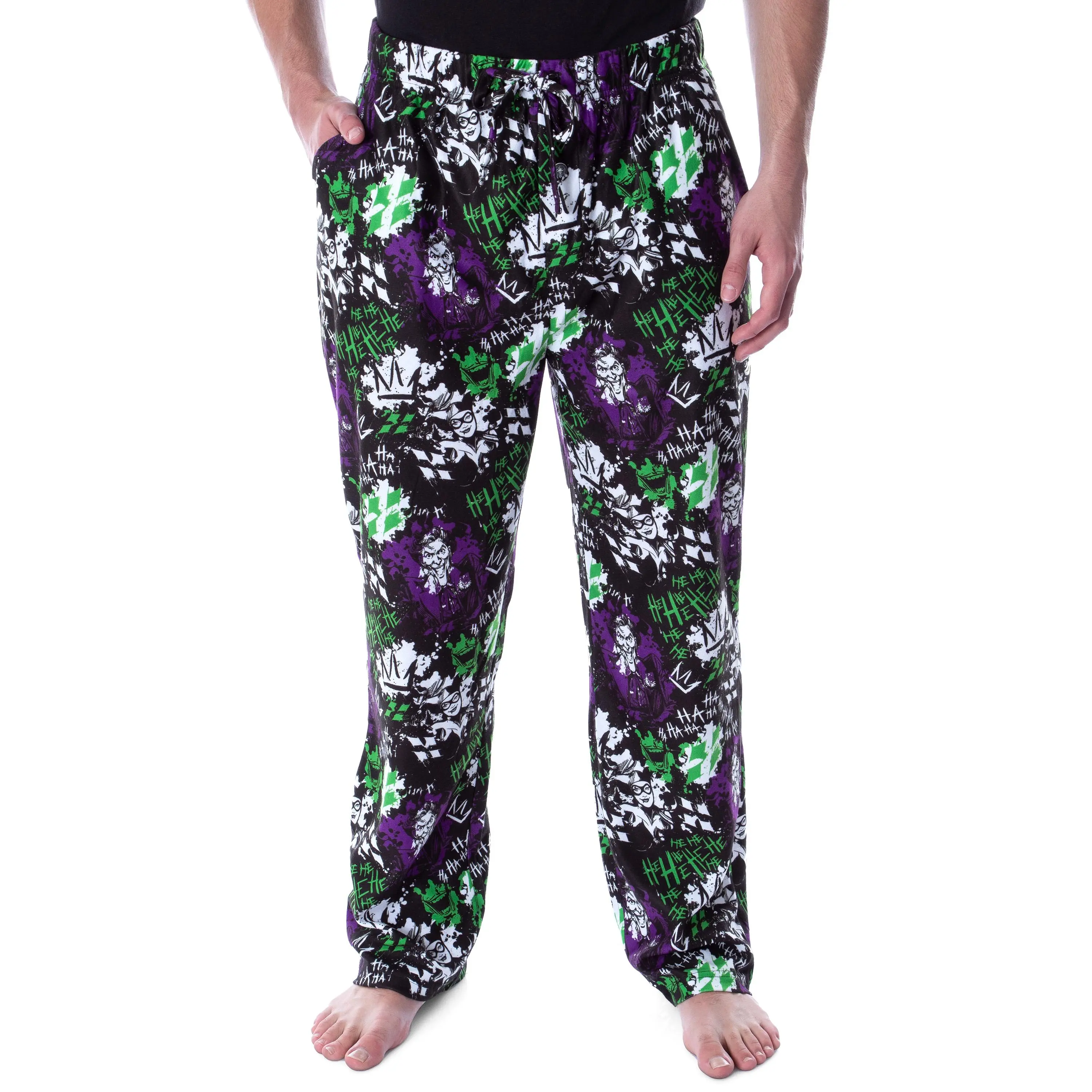 DC Comics Men's Classic The Joker And Harley Quinn Laugh Adult Lounge Pajama Pants