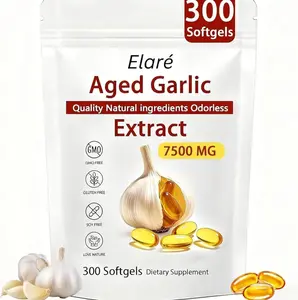 ELARE Aged Garlic Extract - 7500mg Odorless Per Servings, Potent Antioxidant Supplement, Immune Support, Vegetarian, All-Natural, Non-GMO, 300 Softgels