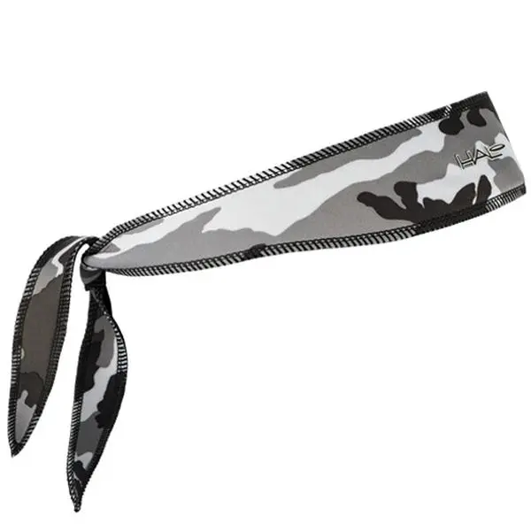 Halo Headband Tie Version - Camo Gray, Adjustable Running Workout Training Sweat Absorbing Hair Accessory, Running Headband, Workout Headband