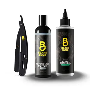 Close Shave Kit with Straight Edge Razor, Aftershave Lotion and Clear Shave Gel