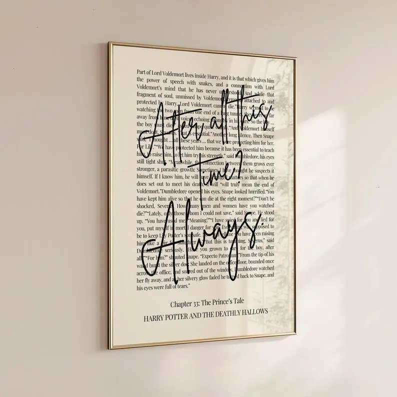 Wizard Quote Wall Art, After All This Time Always, Potterhead Home Decor, Severus Snape Typography Poster, Lovely Gift, Book Lover (No Frame)