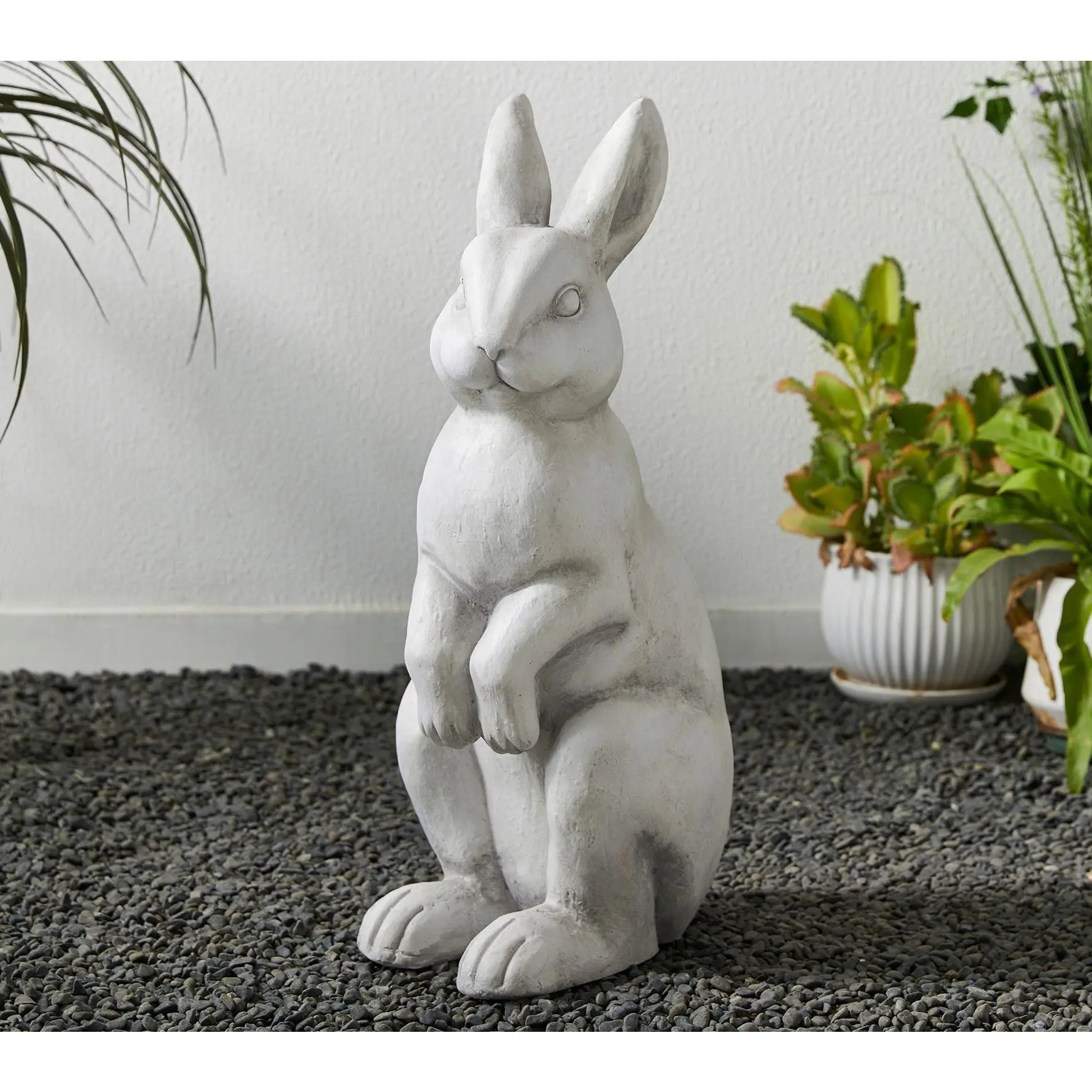 Glitzhome 23" Concrette Finish Rabbit Garden Statue