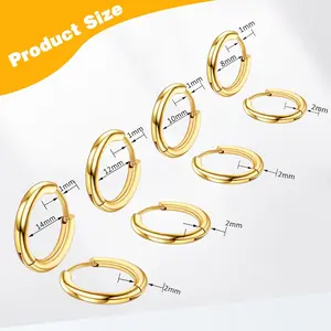 4 Pairs Stainless Steel Hoop Earrings Set – 316L Surgical Steel, 8mm 10mm 12mm 14mm Small Silver Hoops for Men & Women, Hypoallergenic Cartilage Earrings