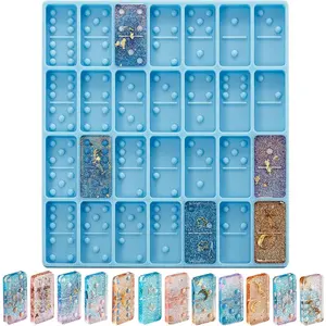 28 Cavities Silicone Domino Mold for Resin Epoxy Candy Clay Chocolate Pendant Cake Jewelry Making Tool Classical Blue
