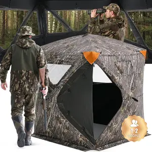 VEVOR Hunting Blind,  270° See Through Ground Blind, 1-2 Person Pop Up Deer Blind for Hunting with Carrying Bag, Portable Resilient Hunting Tent, One-Way See-Through Mesh for Turkey and Deer Hunting