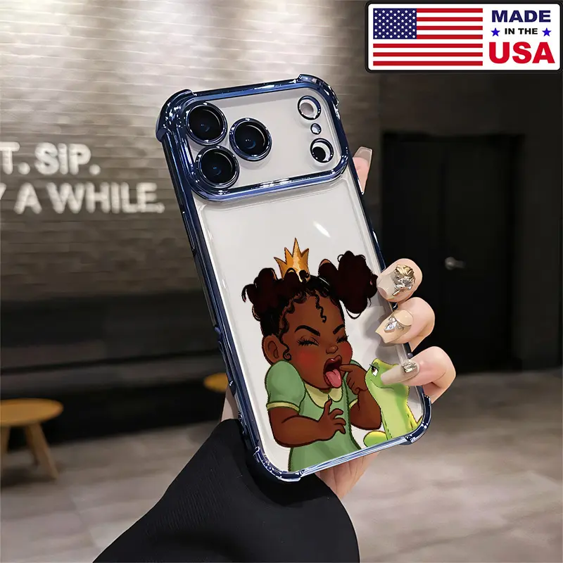 Customized Princess Tiana The Princess and the Frog Funny Baby Aesthetic Cellphone Case - Electroplated TPU Soft Silicone Grip Shockproof Protection Accessory with Airbag Corners for iPhone 12-17 Pro Max, iPhone 16 Plus, Samsung 22-25 Pro Max Ultra, Acces