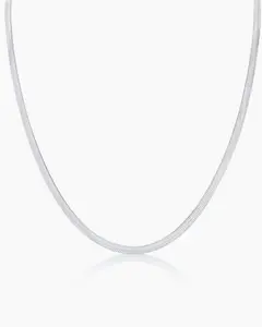 Layla Silver Herringbone Necklace | Waterproof, Sweat-proof, Non-Tarnishing, Hypoallergenic Jewelry