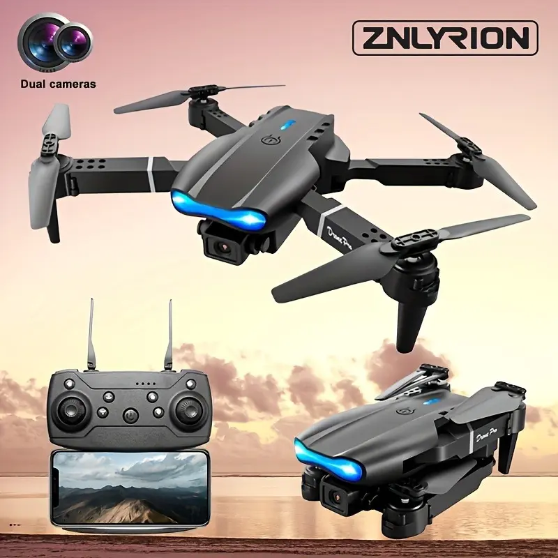 E99 Dual HD Camera Drone with Auto-Return, WiFi Connectivity - Perfect for Beginners, Outdoor Use, Includes 2 Batteries - Ideal Gift for Holidays dron aerial  drone