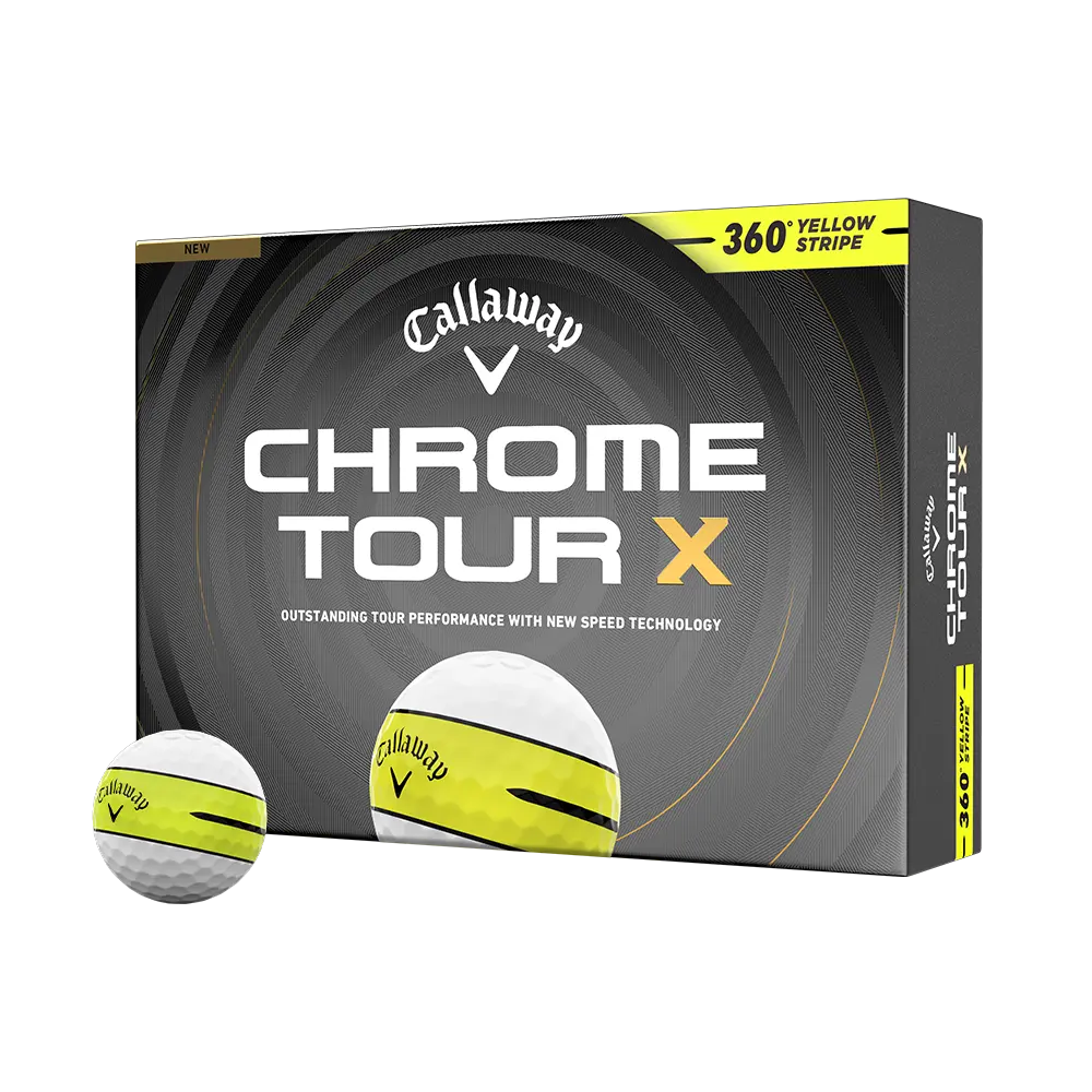 Callaway Golf Chrome Tour X 360 Yellow Stripe Golf Balls in White