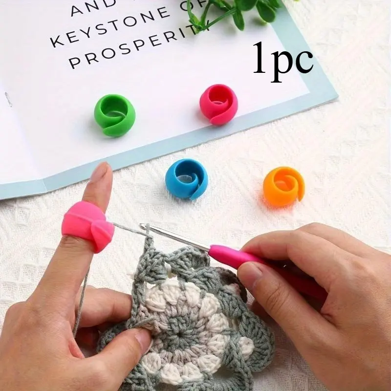 1pc Silicone Round Bobbin Clip，Ergonomic Adjustable Yarn Guide Finger Rings - Multicolor Crochet Accessories for Knitting Comfort, Diy Knitting Supplies