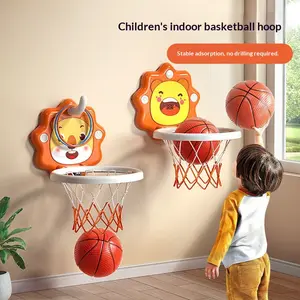 Toddler Basketball Hoop, Adjustable Height Quiet Indoor Basketball Set with No-Drill Wall Mount for Kids, Children & Baby