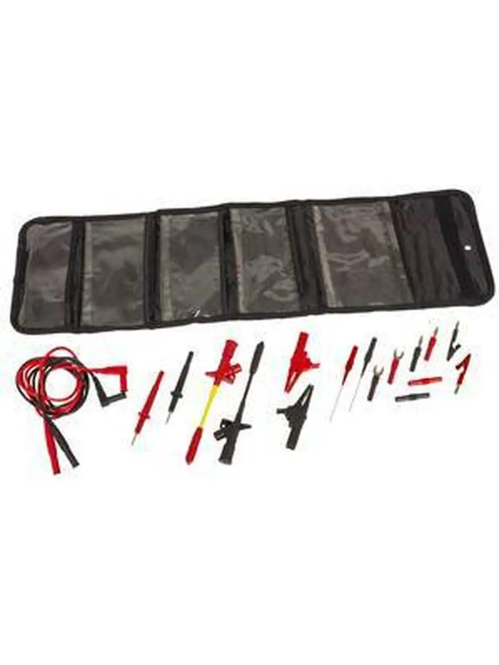 Lisle LI82780 4 mm Banana Plug Tool - Red Male to Female Probes+Adapters with Alligator Clips and Roll-Up Pouch, 4Mm, Standard Connects, 43 Inches