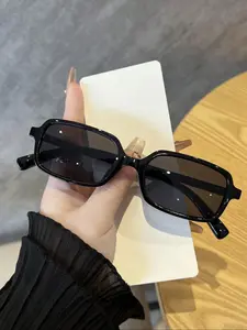 Women's Vintage Rectangle Frame Glasses, Trendy Casual Glasses for Everyday Use, Fashion Accessories for Outdoor Activities, Square Frames Sunglasses