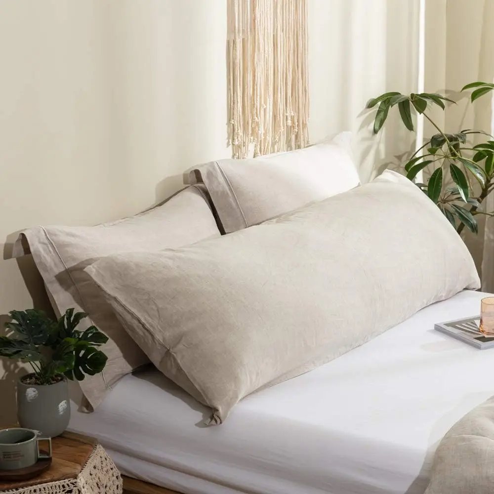Simple&Opulence 100% Pure Linen Body Pillow Cover (20"x54") - Stone Wash, Breathable, Ultra Soft, Envelope Closure Sleeping Aid Pillowcase for Adults, Home Decor
