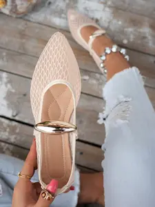 New Pointed Toe Flat Shoes, Soft Sole Non-Irritating, Hollow Out Textile Upper, Breathable Rubber Sole, Casual Dress Shoes for All Seasons