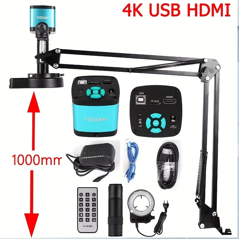 YIZHAN 4K Microscope Full HD Digital 1080P  USB Interface Microscope Camera 150X Industrial Microscope Updated Stand Laboratory Electronic Video Microscope, USB Microscope, Technology Enhanced Viewing, Scientific Instrumentation, Sleek Metallic Design,