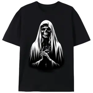 Gothic Praying Nun Skull T-Shirt |   Praying Skeleton Graphic |   Dark Art Graphic Tee for Men & Women |   Edgy Subculture Streetwear Top