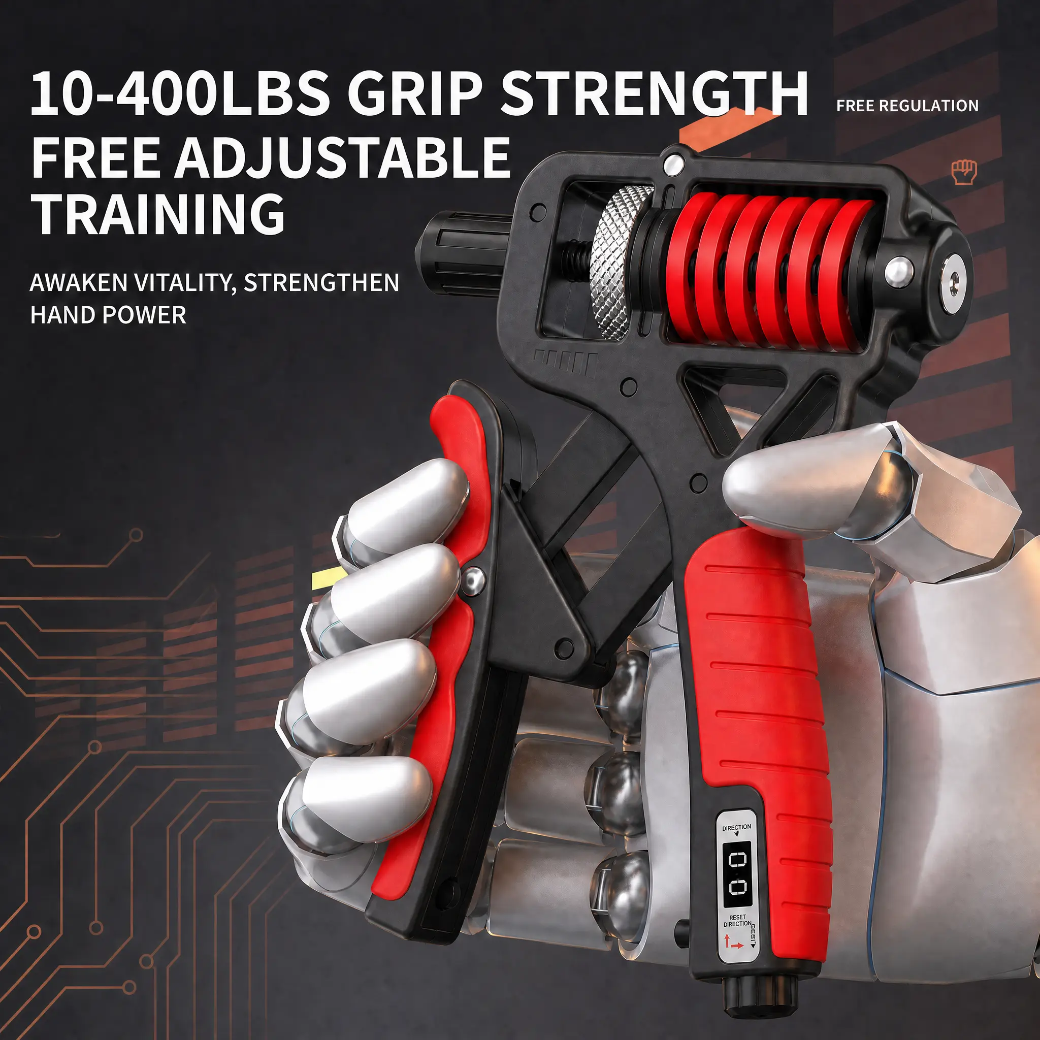 Adjustable 10-400 lb Mechanical Counting Grip Trainer Hand Strengtheners - Alloy Frame, Titanium-Plated Steel, TPR Non-Slip Handles, Forearm Strength, Resistance Exercise, Targeted Arm Training, Adjustable Forearm Strength Trainer Hand Strengtheners