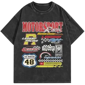 Vintage Acid Wash Oversized Graphic Tee 100% Cotton Soft Short Sleeve T-Shirt for Unisex  90s Revival Relaxed Fit Streetwear 2026 Daily