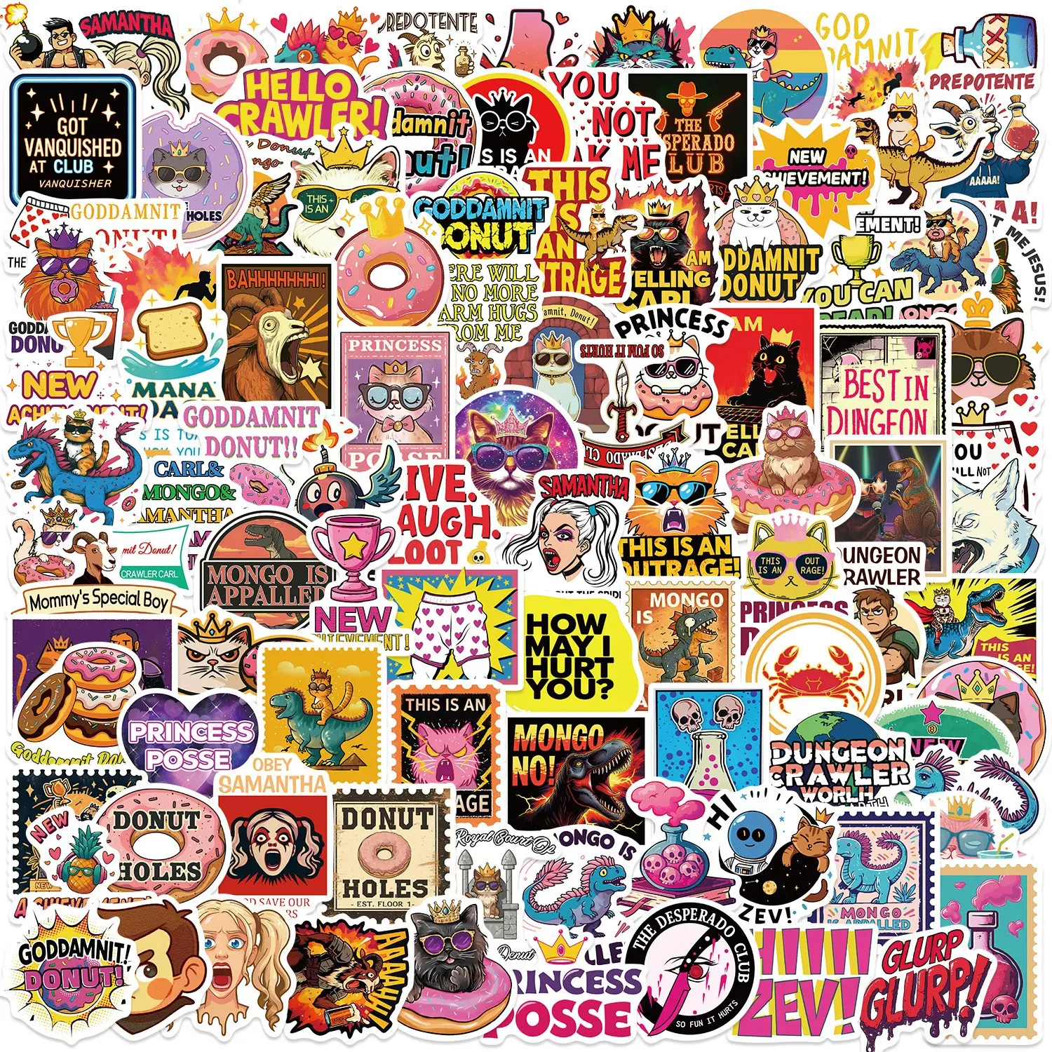 100 Sheets Dungeon Crawler Carl Graffiti Stickers, Waterproof Creative Phone Decals, Decal Set, Decorative Stickers for Mobile Devices, Cellphone, Smartphone
