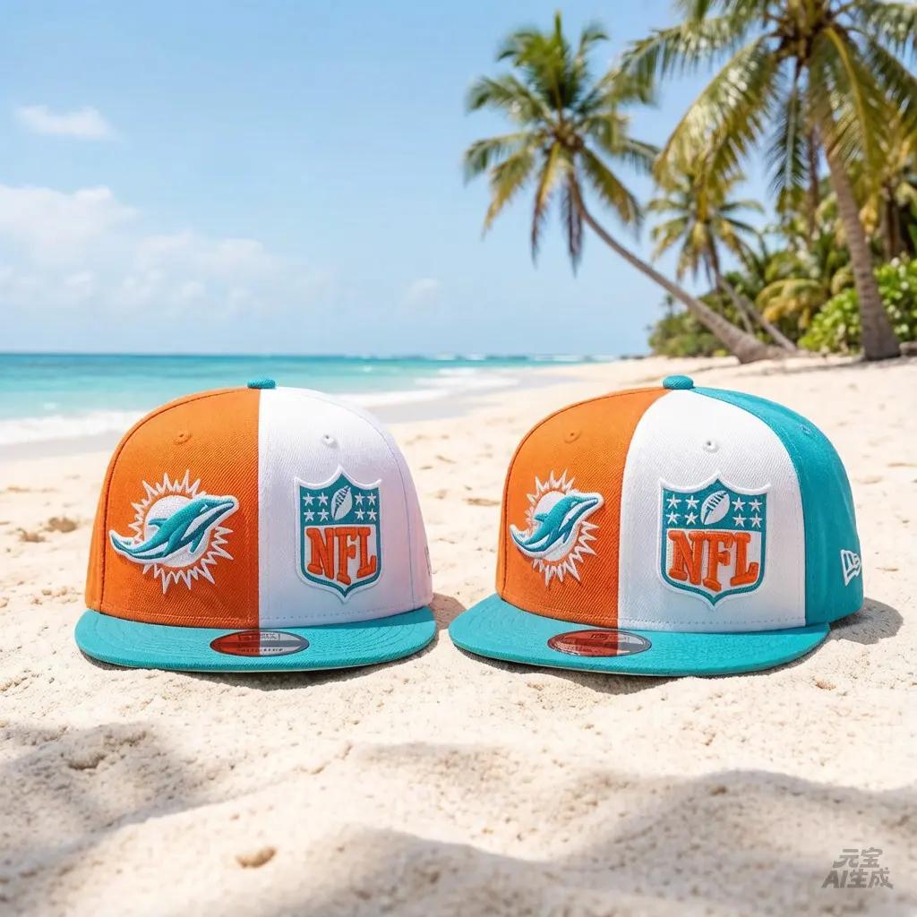 New Era NFL Miami Dolphins 9FIFTY Snapback Cap Aqua Orange White Color Block Flat Brim Adjustable Hat Miami Dolphins Football Fan Gear Unisex Streetwear Classic Team Logo NFL Shield Limited Edition