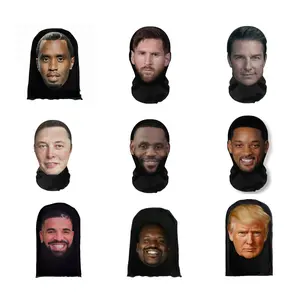 Funny Printed Prank Full Face Mesh Mask, Elastic Cosplay Headgear Hood for Hip-Hop Style, Costume Party Headwear, Motorcycle Protective Head Cover, High-Visibility Mesh Design for Comfort, Ideal for Festivals, Events, and Star-Themed Decorations