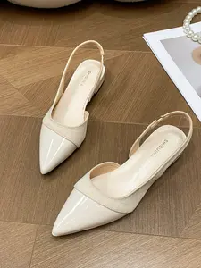 Women's Minimalist Backless Flat Shoes, All-Season Nude Work Shoes, New Pointed Toe Fashion Shoes, Low-Cut Party Commute Single Shoes, Elegant Minimalist Sandals