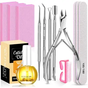 Nail File and Buffer Blocks with Nail Care Kit, 13 Pcs Manicure Kit for Women with Milk and Honey Cuticle Oil and Cuticle Trimmer Set Stainless Polish