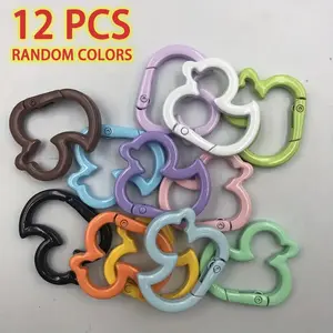 Random Color Mini Carabiner Keychain, 12pcs Multifunctional Keychain with Spring Hook, Fashion Accessories for Women & Men