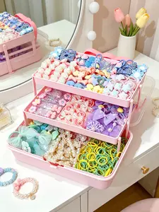 122pcs Hair Accessory Gift Box. Includes Bow & Flower Ties, Cute Sand Flow Clips, Pearl Clips & Elastics. Perfect for Girls & Women for Daily Use, Parties & School Performances. Comes with 3-Layer Storage Box. Gift for Friends