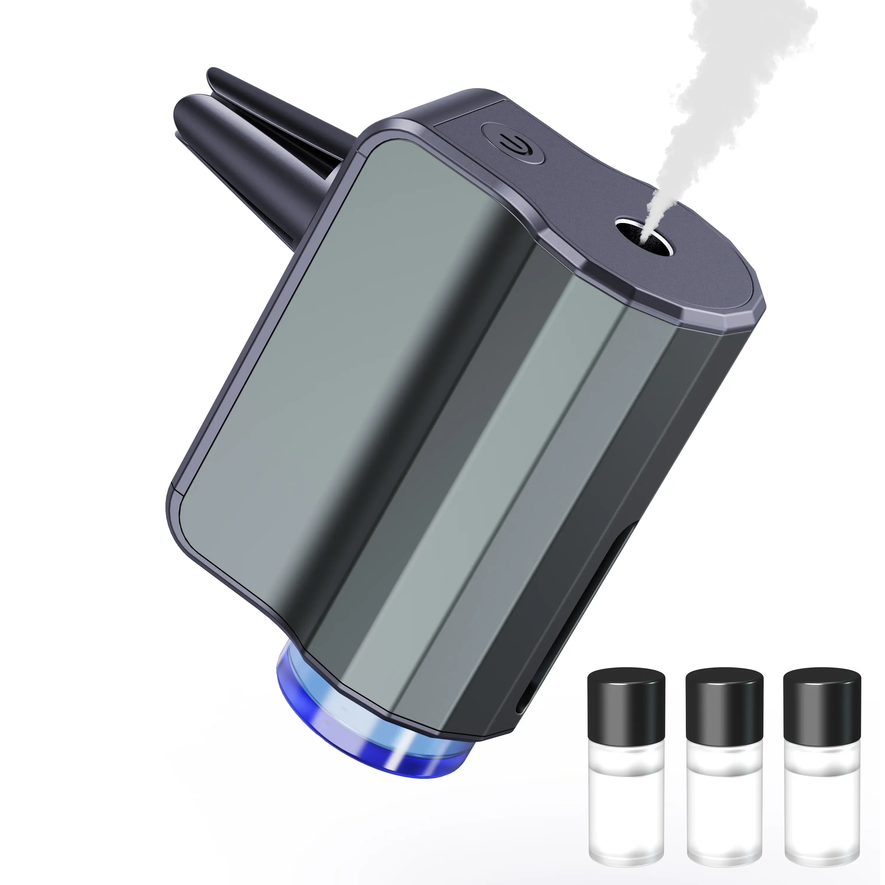 Smart Car Air Freshener with Three Scent Intensity Levels, Portable Waterless Diffuser, Aromatherapy with 3*10ML Natural Perfumes,Random Shipment of P