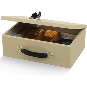 Fire Resistant Safe Fire Safe Box with Key Lock for Home Office  Storage for Valuables Documents,12.8 x 8.5 x 4.5 Inch,Sand