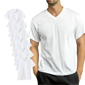 6 Pack Men's T-Shirts 100% Cotton V Neck Short Sleeve S-XL Basic Classic Fit Solid Regular Big & Tall Workout Plain Breathable Casual Tee Menswear Top