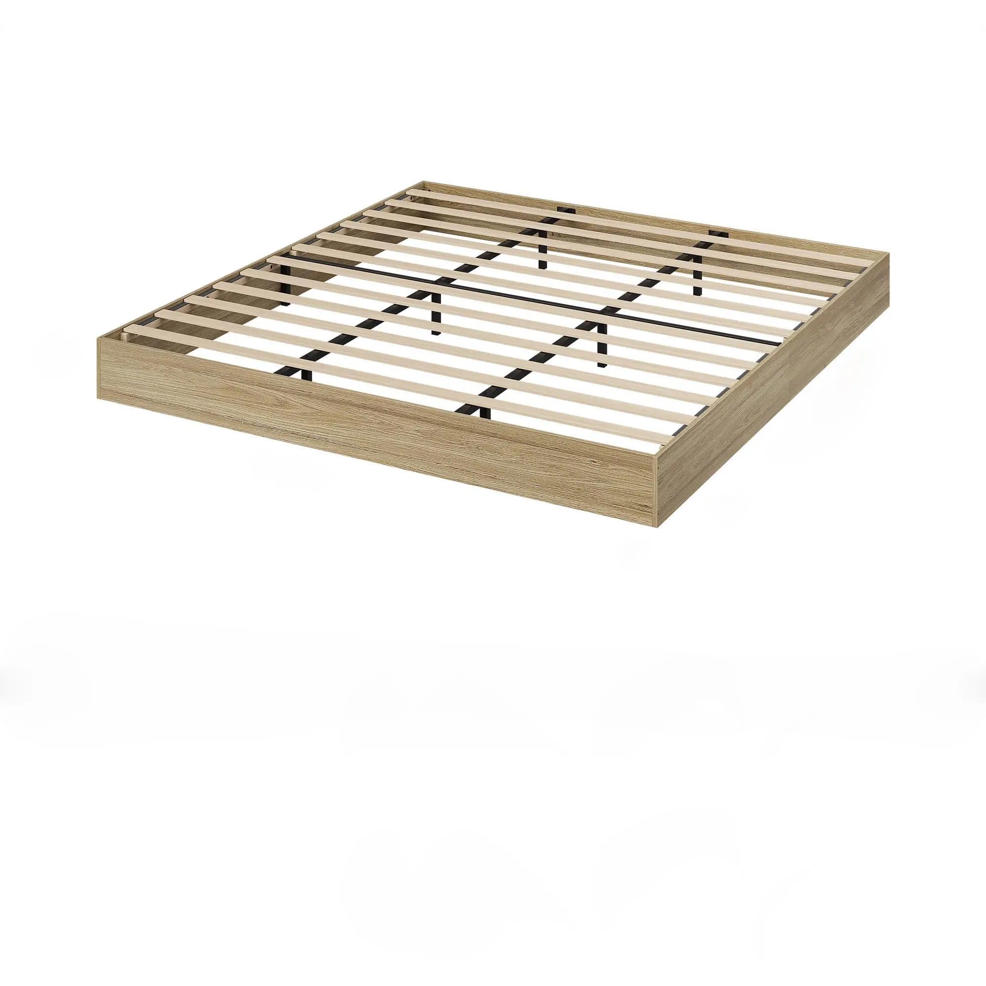 Twin-XL Size Modern Wooden Bed Frame - Golden Tan Wood, No Box Spring Needed, Noise-Free, Easy Assembly, Space-Saving, Modern Style Beds