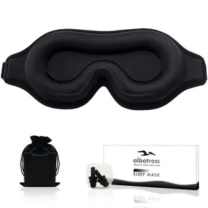 3D Sleep Eye Mask for Men & Women, Lash Extension Friendly, Travel Blackout Blindfold, Adjustable Strap – Black