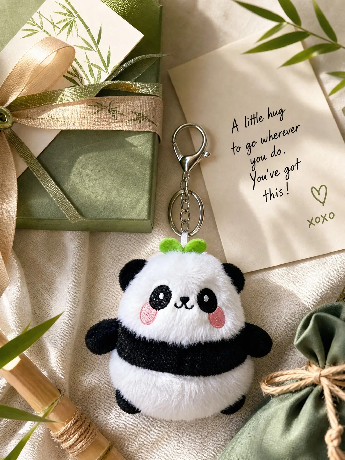 Adorable Plush Panda Keychain, Soft Filled Hanging Ornament, Cute Heart Pattern, Perfect for Backpacks, Wallets, Car Keys, All Seasons