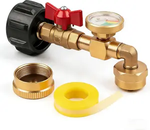 Upgraded QCC1 90-Degree Elbow Refill Adapter - 20-to-1 lb Converter with Valve, Gauge, ON/Off Control for Filling Small Tanks from 5-40 lb Fuel Tanks