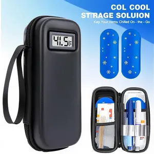 Insulin Cooler Travel Case with Temperature Display, Durable Insulated Bag, Diabetes Travel Refrigeration Medical Box, Thermal Insulated, Includes 2 Ice Packs for Daily Use, Insulated Portable Cooler, Travel Essentials traveling BY